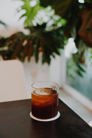 black coffee cold drip on tableの写真素材