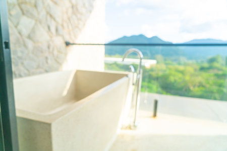 abstract blur bath tub on balcony for backgroundの写真素材
