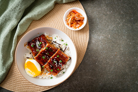 eel rice bowl or unagi rice bowl - Japanese food styleの写真素材