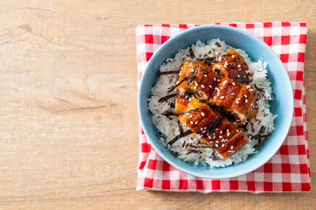 eel rice bowl or unagi rice bowl - Japanese food styleの写真素材