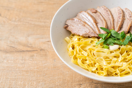dried duck noodles in white bowl  - Asian food styleの写真素材