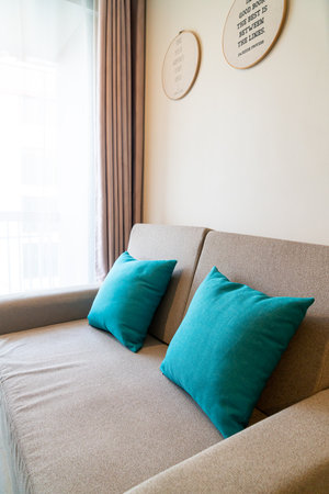 comfortable pillows decoration on sofa in living room
