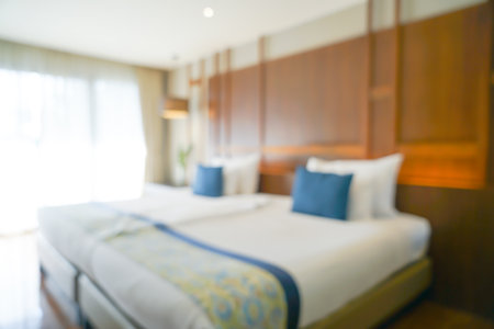 abstract blur luxury bedroom for backgroundの写真素材