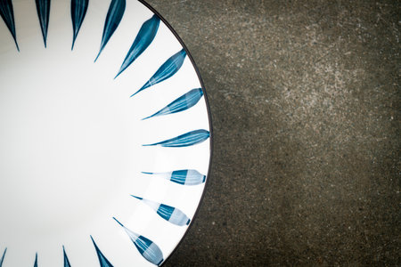 empty beautiful and vintage  ceramic plate with copy spaceの写真素材
