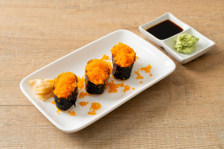 Ebiko Sushi or Shrimps Egg Sushi - Japanese food styleの写真素材