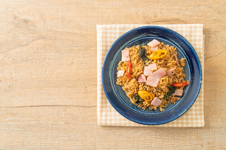 ham fried rice with herbs and spices - Asian food styleの写真素材
