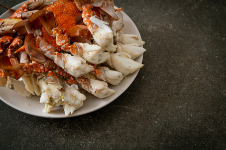 Steamed blue crab with spicy seafood sauce - seafood styleの写真素材
