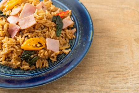 ham fried rice with herbs and spices - Asian food styleの写真素材