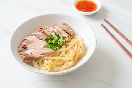dried noodles with stewed duck in white bowl - Asian food styleの写真素材