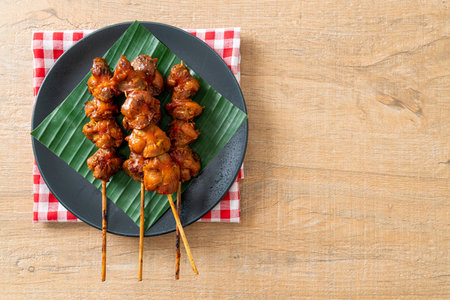 grilled chicken gizzard skewer - Asian street food styleの写真素材