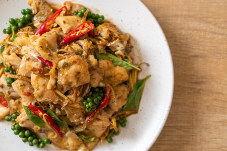 stir fried holy basil with fish and herb - Asian food styleの写真素材