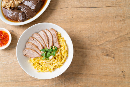 dried duck noodles in white bowl  - Asian food styleの写真素材