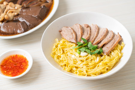 dried duck noodles in white bowl  - Asian food styleの写真素材