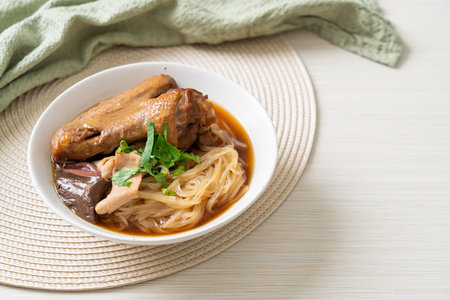 Braised duck noodles with brown soup - Asian food styleの写真素材
