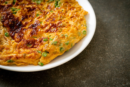 omelet with long beans or cow-pea - homemade food styleの写真素材