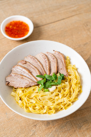 dried duck noodles in white bowl  - Asian food styleの写真素材