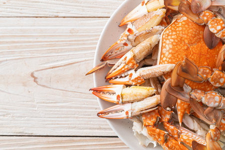 Steamed blue crab with spicy seafood sauce - seafood styleの写真素材