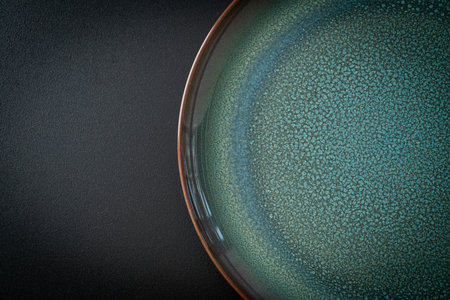 empty beautiful and vintage  ceramic plate with copy spaceの写真素材