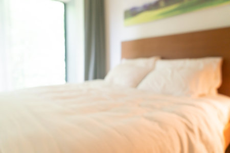 abstract blur bedroom interior for background and wallpaperの写真素材