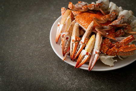 Steamed blue crab with spicy seafood sauce - seafood styleの写真素材