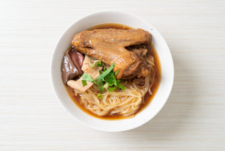 Braised duck noodles with brown soup - Asian food styleの写真素材