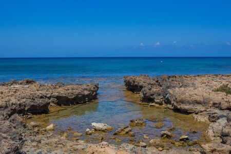 Mediterranean sea coastline, Protaras, Cyprus. Protaras is a predominantly tourist resort.の写真素材