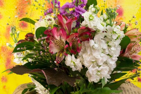 Bouquet of the spring flowers on the bright  background.の写真素材