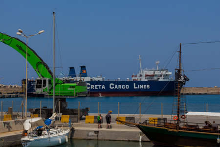 Rethymno, Greece - July  30, 2016: Sea port. Rethymno is the 3rd largest city of the island. Crete attracts 2.8 million annual tourists (2011).のeditorial素材