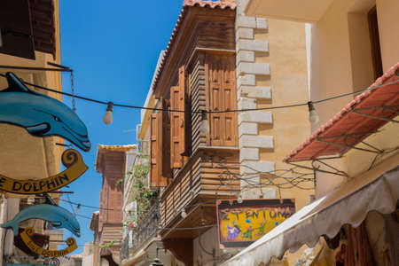 Rethymno, Greece. July  26. 2016: Shop signs in The Old City. Rethymno is the 3rd largest city of...
