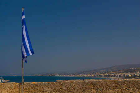 Rethymno, Greece - July  30, 2016: Panoramic view to Rethymno from Fortezza. Rethymno is the 3rd largest city of the island. Crete attracts 2.8 million annual tourists (2011).のeditorial素材