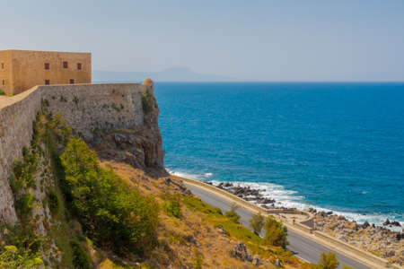 Rethymno, Greece - July  30, 2016: Fortezza Castle and sea. The Fortezza (from Italian for fortress)...