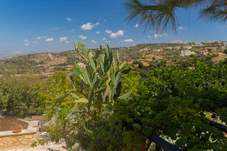 Agia Irini, Greece. July  27. 2016: Garden in Agia Irini Monastery. Set on the foot of the mount Vrysina, on the northeast of the city of Rethymnon, the Holy Monastery of Agia Irini is one of the oldest in Crete and it is dated from the 2nd Byzantine periのeditorial素材