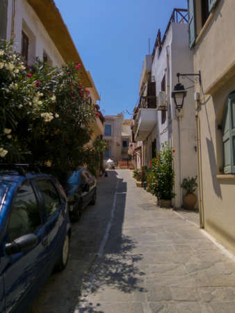 Rethymno, Greece - July  30, 2016:  Narrow streets in Old Town. The old town of Rethymnon is one of...