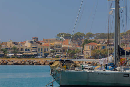 Rethymno, Greece - August  1, 2016: Yachts in the Rethymno Harbour. Rethymno is the 3rd largest city...
