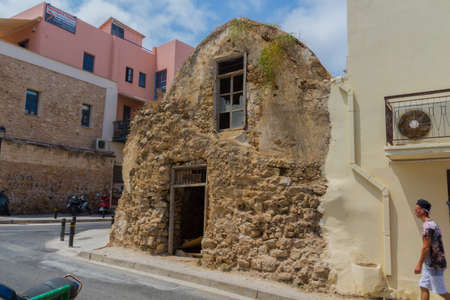 Rethymno, Greece - August  5, 2016:  Ancient building. The old town of Rethymnon is one of the best-preserved towns of the Renaissance.のeditorial素材