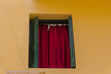 Rethymno, Greece - August  5, 2016:  Window. The old town of Rethymnon is one of the best-preserved...