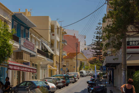 Rethymno, Greece - August  1, 2016: Street. Rethymno is the 3rd largest city of the island. Crete attracts 2.8 million annual tourists (2011).のeditorial素材