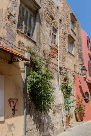 Rethymno, Greece - August  3, 2016:  Ancient building in old town. The old town of Rethymnon is one of the best-preserved towns of the Renaissance.のeditorial素材