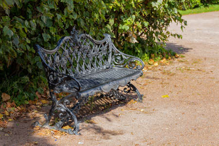 The forged bench in Kuskovo Manor, the estate of count Sheremetev, Moscow.の写真素材