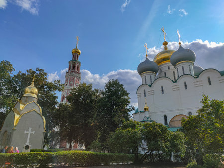 MOSCOW, RUSSIA - September 12, 2020: View of the Cathedral of Our Lady of Smolensk and Octagonal bell-tower at the Novodevichy Convent. UNESCO World Heritage Siteのeditorial素材
