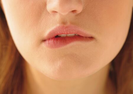 Close-up of a young woman's lips