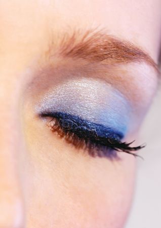 Close-up of a woman's closed eye                                の写真素材