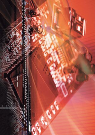 Black lines superimposed on a circuit board