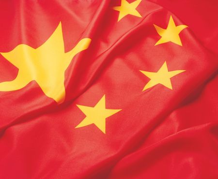 Close-up of the Chinese flagのeditorial素材