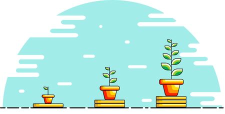 Growing Money - Plant On Coins - Concepts for saving money and business investment.のイラスト素材