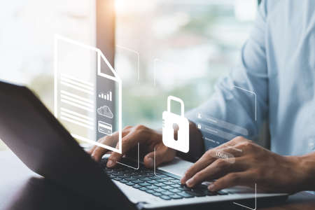 Cyber security internet and networking concept. information security and encryption, secure access to user's personal information, secure Internet access, cybersecurity.の写真素材