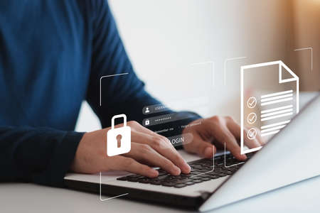 Concept of cyber security, information security and encryption, secure access to user's personal...