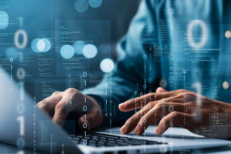 Programmers and cyber security technologies design websites and security in the Social World,...