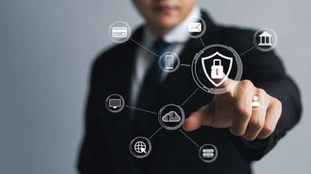 cybersecurity concept, user privacy security and encryption, secure internet access Future technology and cybernetics, screen padlock.の写真素材