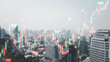 stock market growth chart Business and Finance, Economic Graphs with Diagrams Business investment and stock trading, financial investment business analysis and global economic outlook.の写真素材